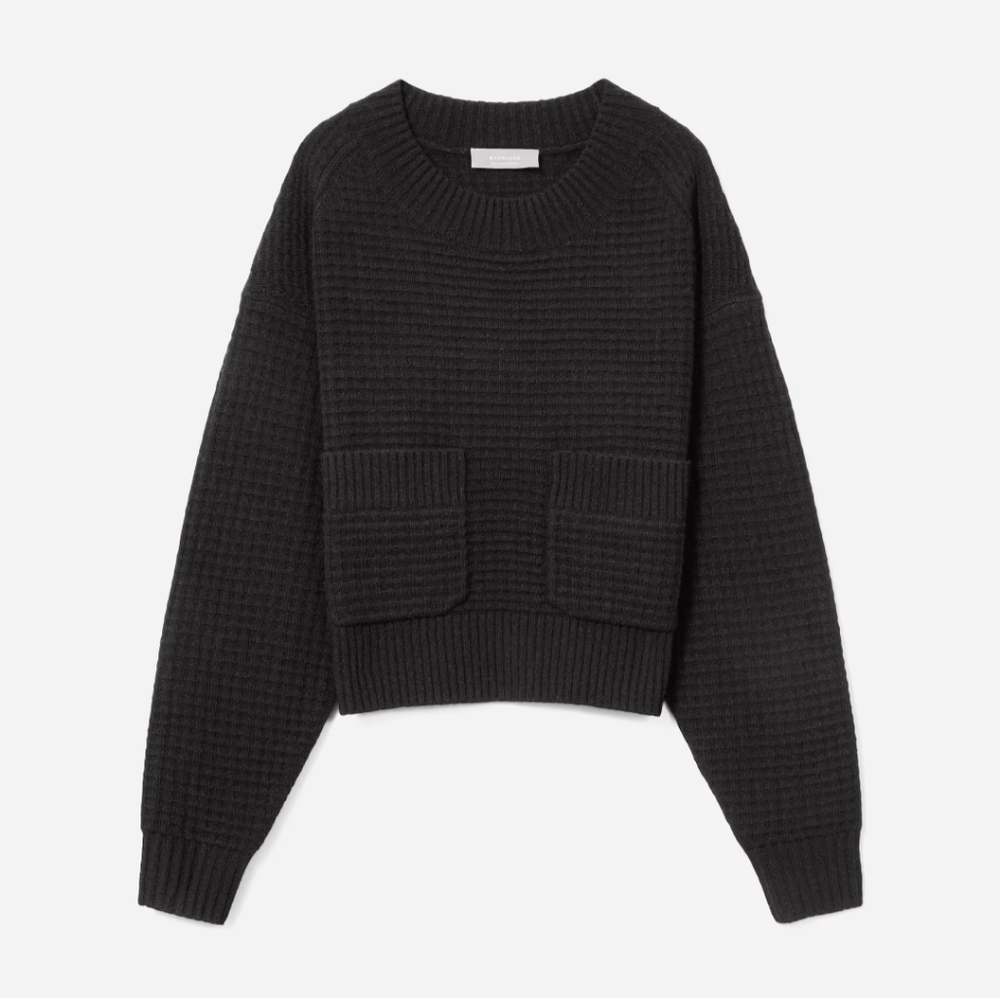 Everlane Belgian Waffle Pocket Pullover Black XS